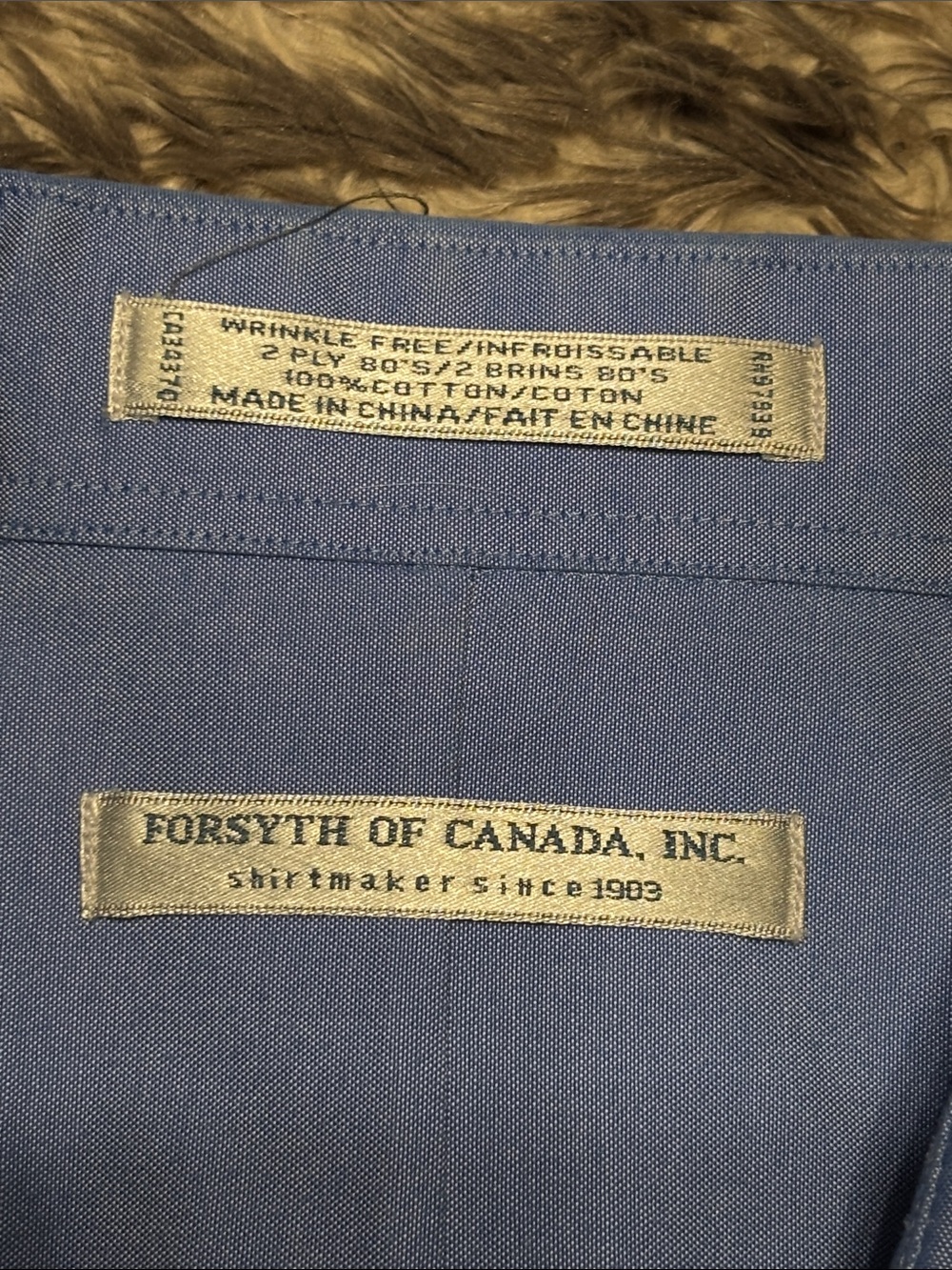 Forsyth of Canada XL Mens Blue Wrinkle Free Cotton Dress Shirt 17.5 34/35 - Picture 2 of 4
